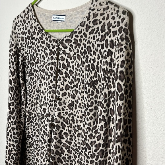 Crofts&Barrow Leopard Print Cardigan - Picture 4 of 7